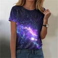 thumbnail image 2 of vigerkar Cute Tops for Women Galaxy Space Print Petite Shirts Casual Short Sleeve Crewneck Graphic Tees Blouses (Navy, S), 2 of 5