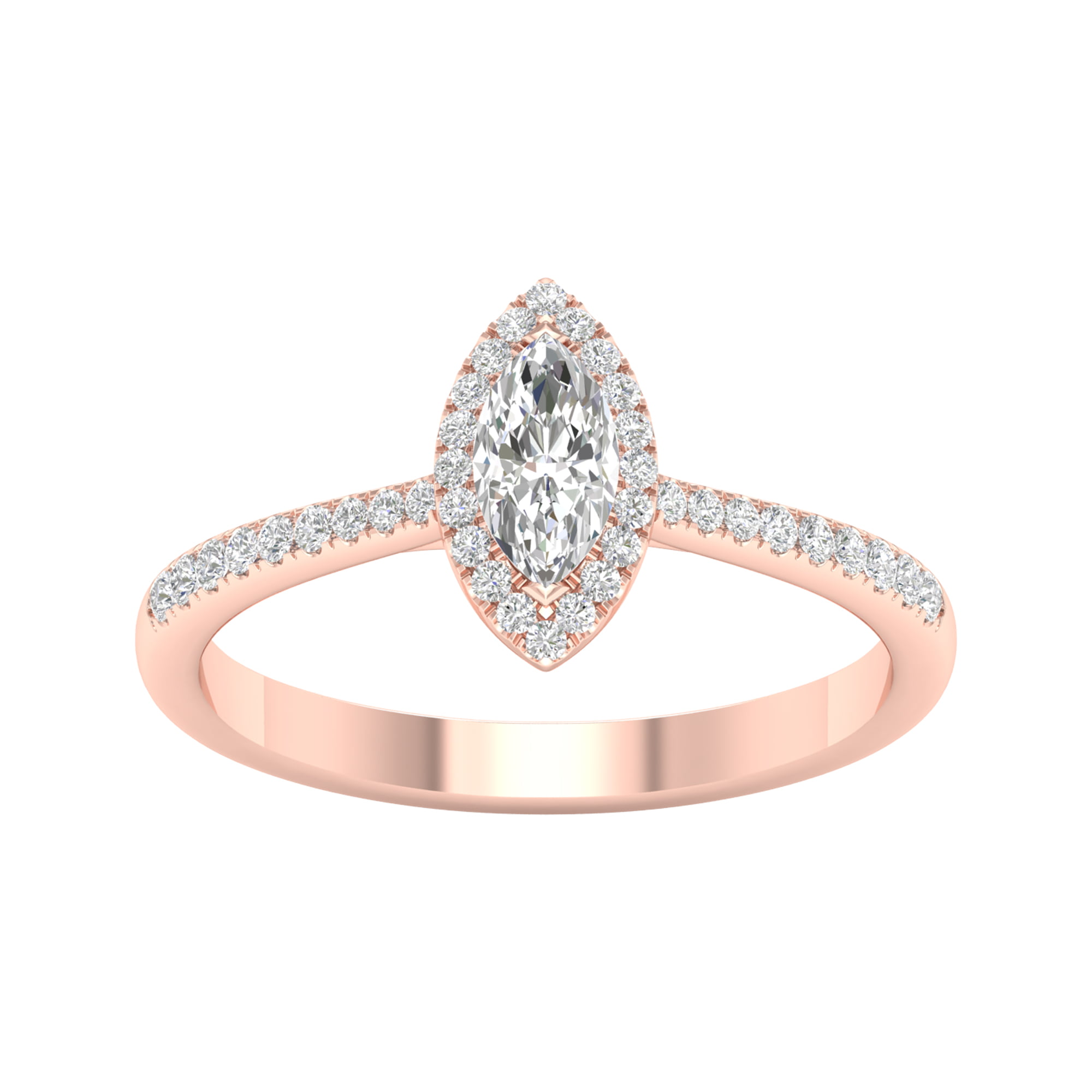 2Ct Marquise-Cut Daimoud Halo Engagement Ring 10k Rose Gold Over 