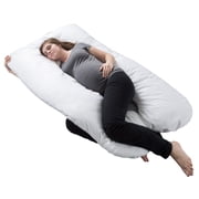 Lavish Home Pregnancy Pillow - U-Shaped Full Body Pillow for Pregnant Women with Removable Cover (White)