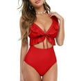 thumbnail image 2 of 2025 Clearance! asdoklhq Plus Size Swimsuit for Women,Women's Bikini Solid Set Swimsuit One Piece Filled Bra Swimwear Beachwear, 2 of 8