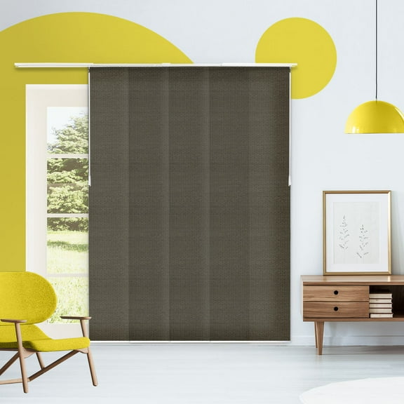 Adjustable Cordless Light Filtering Panel Track Blinds, Wilshire Oolong - 46"-86"W X 0"-96"H