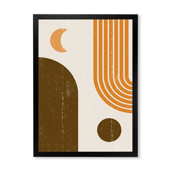 Designart 'Rainbow In Earth Tones Abstract Geometric Art' Modern Framed Art Print