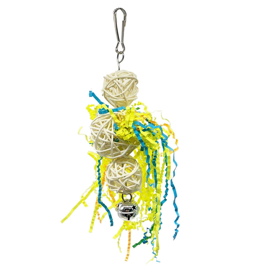 5 Pack Bird Foraging Toys Parrot Shredder Rattan Balls Toy Hanging for Cage