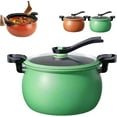 thumbnail image 1 of Multifunctional Large Capacity Non-stick Pressure Cooker, 8QT/5L Fast-Heating Micro Pressure Pot with Visual Glass Lid, Safety Valve & Lock Handle for Soups, Stews & All Stovetops (Green-1PC), 1 of 6