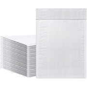 Deeb's Bubble Mailers, 4x8 Inch Shipping Envelopes, Water Resistant White Poly Padded Envelopes, Easy Peel Off Closure,