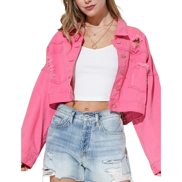 ジャケット・アウター 00s red cropped fringe denim jacket Cropped-Fit Fringe Denim Jacket | Chico's