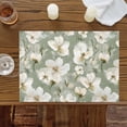 thumbnail image 2 of Sage Green Spring Floral Placemats for Dinning Table Set of 4, Summer Botanical Flower Burlap Kitchen Place Mats Waterproof Cloth Table Mats, Indoor Outdoor Placemats Easy Clean Dinner Decor, 2 of 8