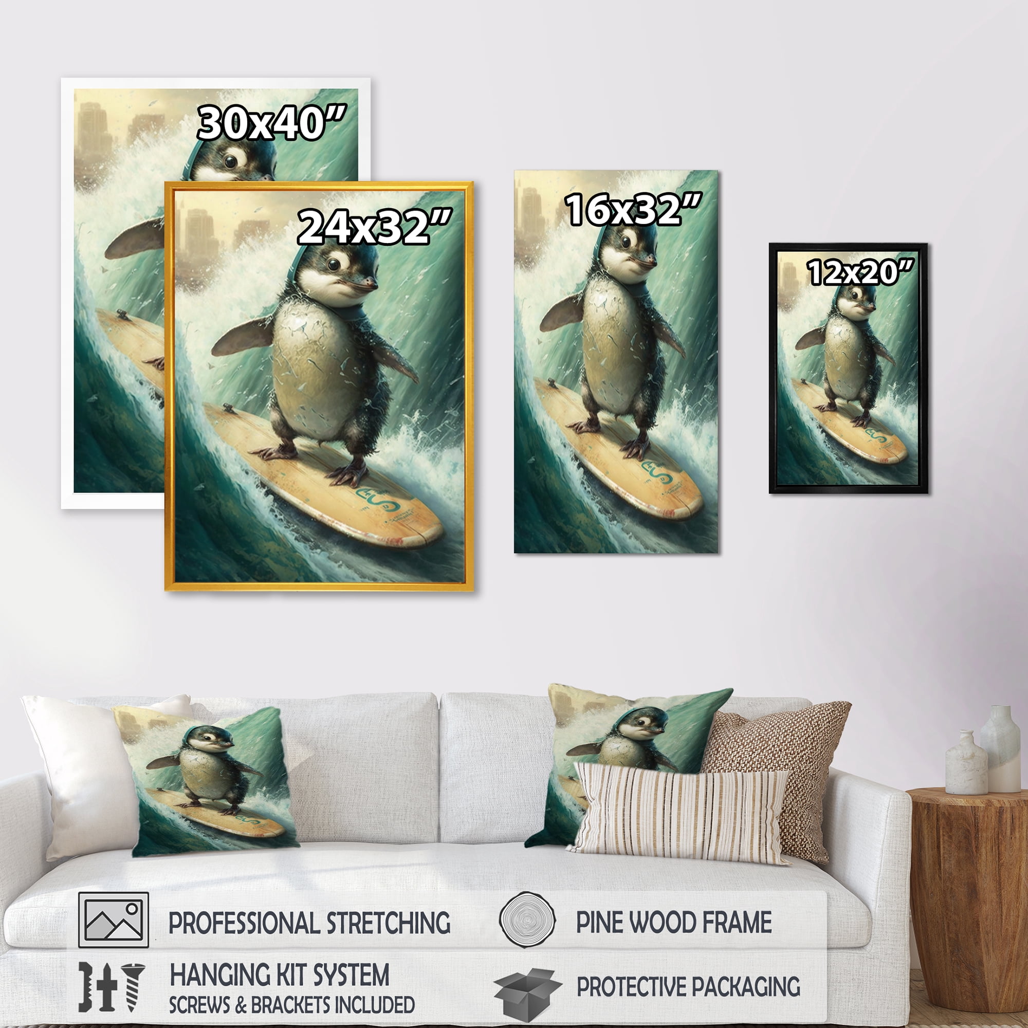 Designart Bird Surfing I Canvas Wall Art