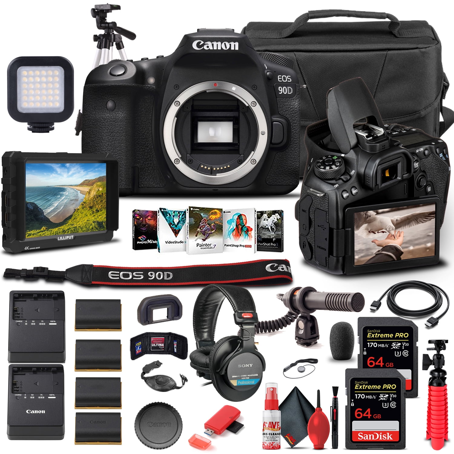 Canon EOS 90D DSLR Camera Body Only 3616C002 - Pro Bundle (International Version)