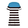 thumbnail image 4 of Rciityk Women's Casual Dresses Summer Short Sleeve T Shirt Mini Dress Casual Vintage Plaid Printed Round Neck Beach Vacation Dress, Blue S, 4 of 6
