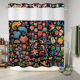 thumbnail image 6 of No Hook Shower Curtain, Colorful Cartoon Shower Curtains for Bathroom with See Through Top Window, Funny Flowers Guitar Animals Ethnic Art Waterproof & Washable Bath Curtain 66"x72", 6 of 9