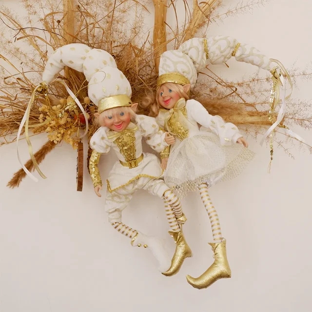 Muñecos de peluche de elfo para niños, colgante de árbol de Navidad, adornos colgantes, decoración de Año Nuevo, regalos de Navidad, 1 par(Elf Doll set ST5-3