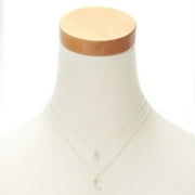 Claire's Silver Celestial Pendant Necklaces - 2 Pack, Silvertone,Adult.