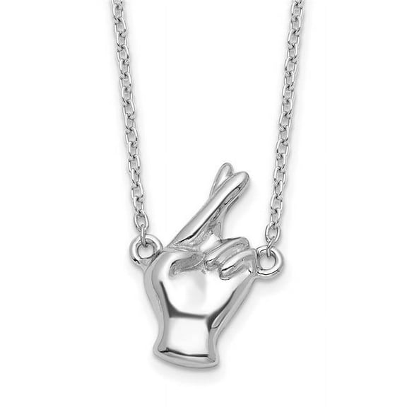 Finest Gold Sterling Silver Rhodium-Plated Fingers Crossed 18 in. Necklace