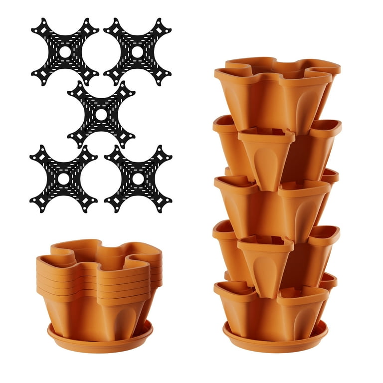 Pure Garden Stacking Planter Towe Indoor/Outdoor Vertical Herb & Vegetable Stand (Terracotta Colored) Pure Garden Stacking Planter Towe Indoor/Outdoor Vertical Herb & Vegetable Stand (Terracotta Colored)