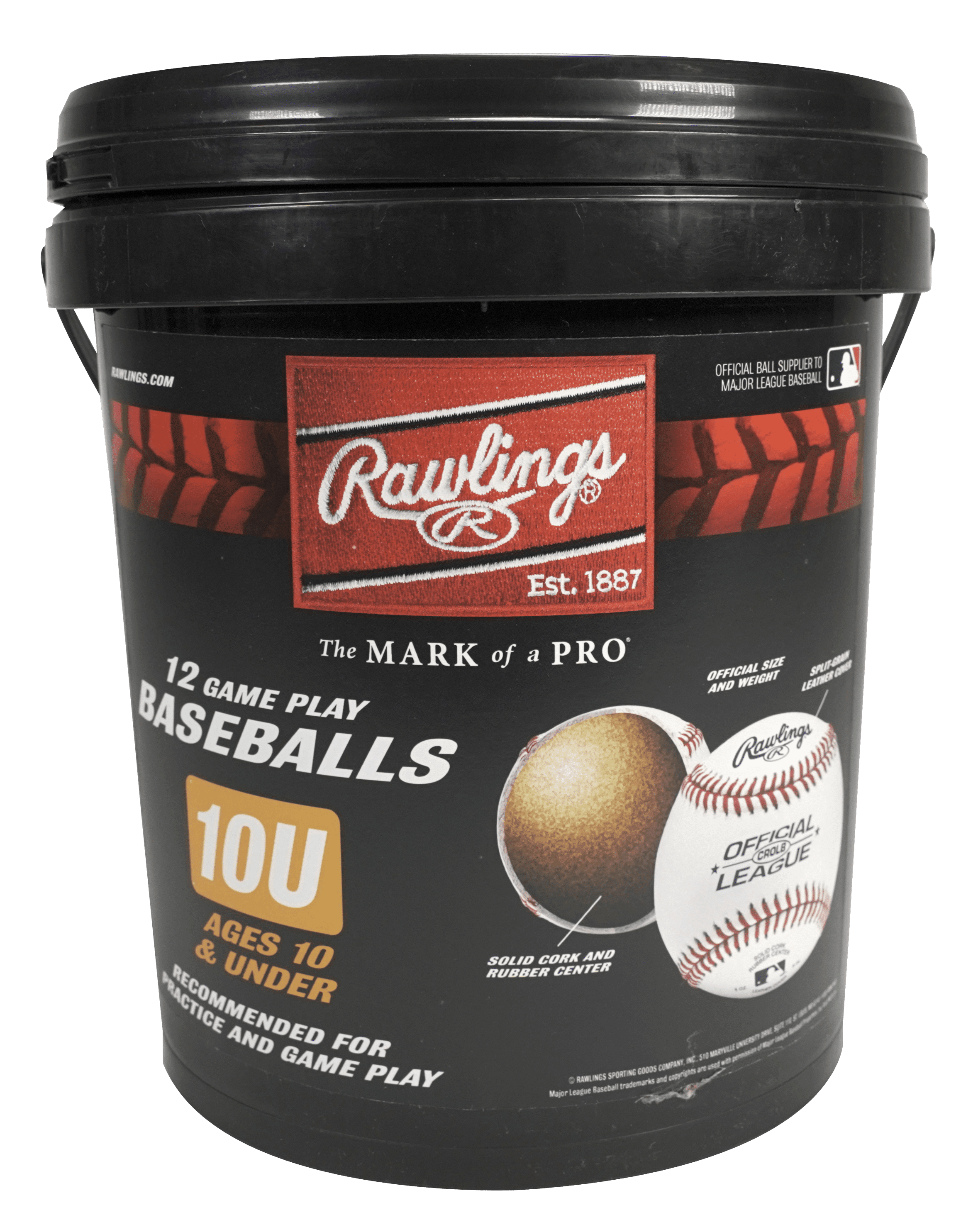 (12 Pack) Rawlings Bucket of 10U Official League CROLB Practice Youth Baseballs