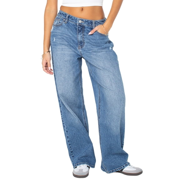 Celebrity Pink Women's and Women's Plus Slouchy Wide Leg Jean, Available in 30", 32", and 34" inseams, Sizes 1-24W