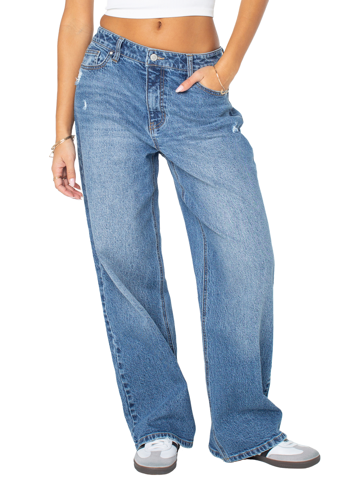 Celebrity Pink Women's and Women's Plus Slouchy Wide Leg Jean, Available in 30", 32", and 34" inseams, Sizes 1-24W