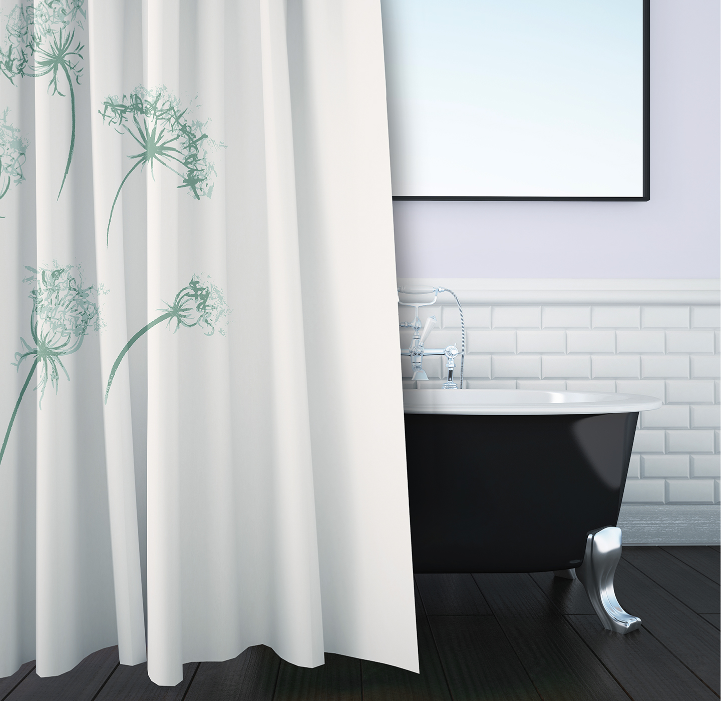Simply Daisy 70" W x 73" L Just Dandy Polyester Shower Curtain, Green [1 Ct]