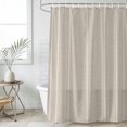 thumbnail image 6 of Beige Striped Shower Curtain Set - Small 36" x 72" Washable Bathtub Curtain with 12 Hooks, Farmhouse Linen Texture Line Stripes Waterproof Fabric Stall Shower Curtains for Bathroom/Bathtub Décor, 6 of 8
