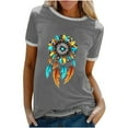 thumbnail image 1 of Birdeem T-Shirt Ample Confortable pour Femmes à Imprimé, Col Rond, sous la Taille, Manches Courtes, Blouse, Hauts Décontractés, 1 of 6