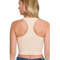 thumbnail image 3 of Zenana Women's Washed Ribbed Seamless High Neck Nylon Cropped Racer Back Tank Top, 3 of 3
