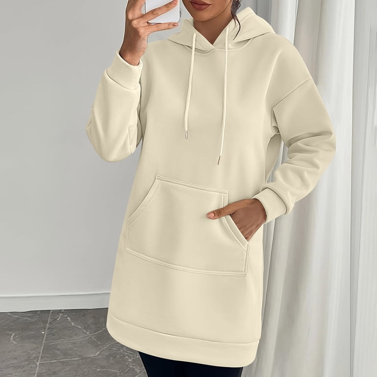 plus size long sleeve hoodie dress Women's Long Hoodie Sweatshirt Dress Plus Size 1X-2X-3X