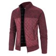 thumbnail image 3 of Fgnfyis Jackets for Men Winter Padded Jacket Stand Collar Knitted Splice Sweater Coat Casual Cardigan Stylish Coats for Men Red XXL, 3 of 8
