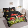 thumbnail image 3 of jejeloiu Cute Mushroom 7 Pieces Bedding Comforter Set,Country Botanical Leaf Full Bedding Set,Kawaii Purple Butterflies Fitted Sheet Flat Sheet For Girls Boy,Breathable Home Decor Reversible, 3 of 8