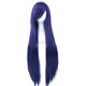 thumbnail image 2 of Zhuge Pelucas de cabello natural liso de 80 cm de largo con flequillo para cosplay, peluca colorida para fiesta de disfraces de Halloween para niña (azul oscuro), 2 of 5