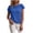 *Blue, variant on ClodeEU Women's Crewneck Short Sleeve Top with Cutout ,Casual Solid Color Summer Blouse Blue,Women's Plus L