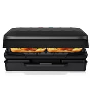 KEINVE Electric Grill and Panini Press, Tough Non-Stick Coating, Drip Tray Catches Grease, Black