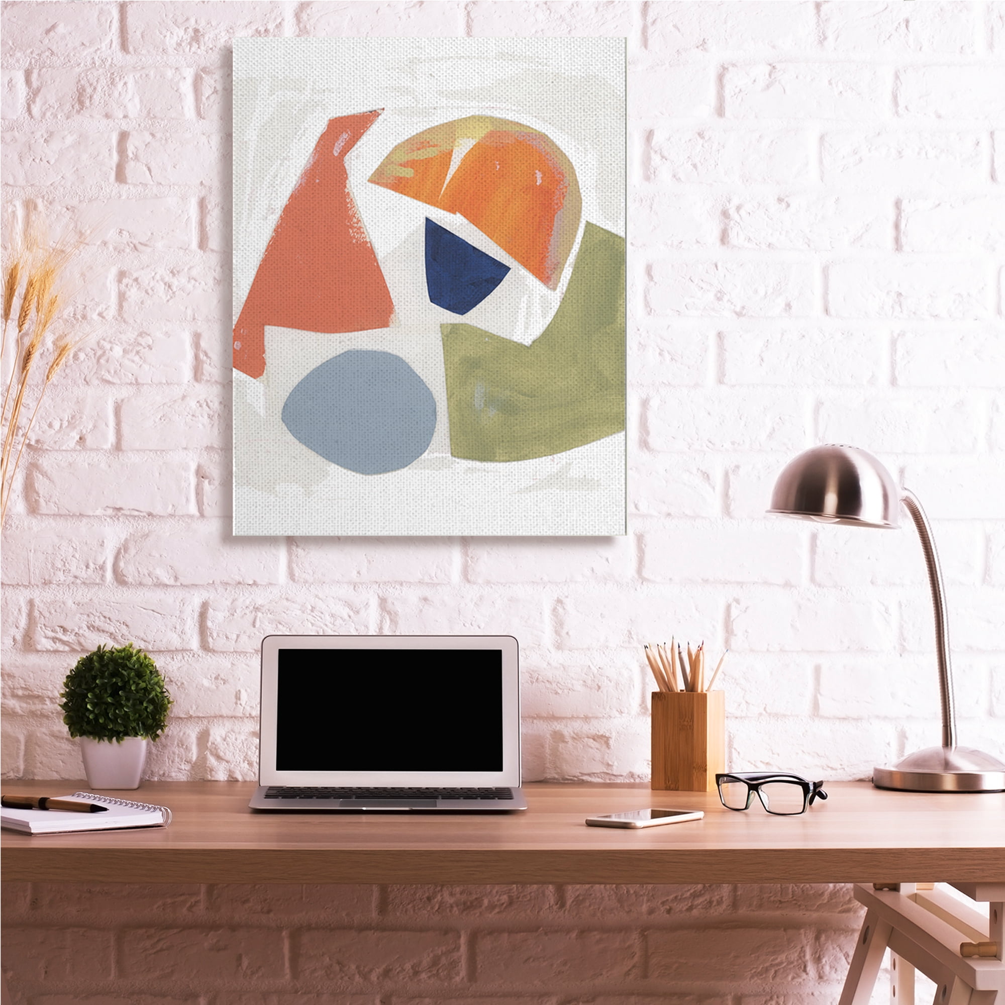Stupell Industries Abstract Shape Collage Orange Green Blue,36 x 48,Designed by Unknown Artist