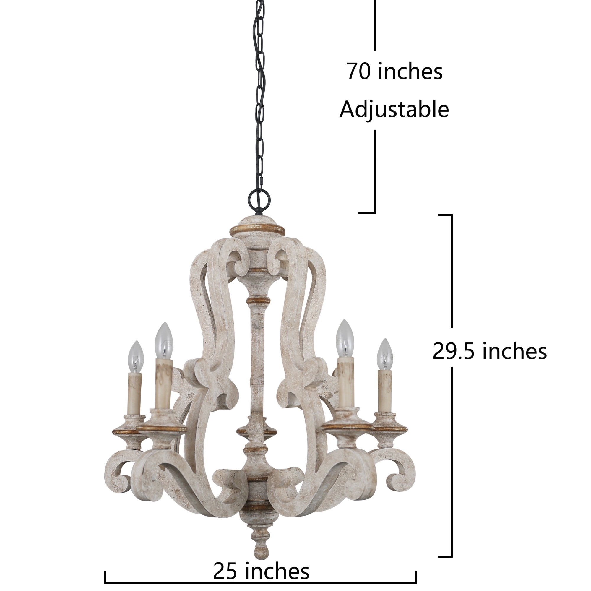 Belladepot 5-light White Wooden Vintage Chandelier