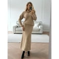 thumbnail image 5 of Women'S Casual 2 Pieces Set Crewneck Sweater and Fishtail Skirt Knit Outfits for Fall Winter Fashion Khaki L, 5 of 6