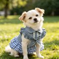 thumbnail image 5 of Pet Puff Sleeve Bowknot Plaid Skirt, Summer Puppy Cowboy Princess Dresses Skirts, Small Medium Dog, XS, 5 of 6