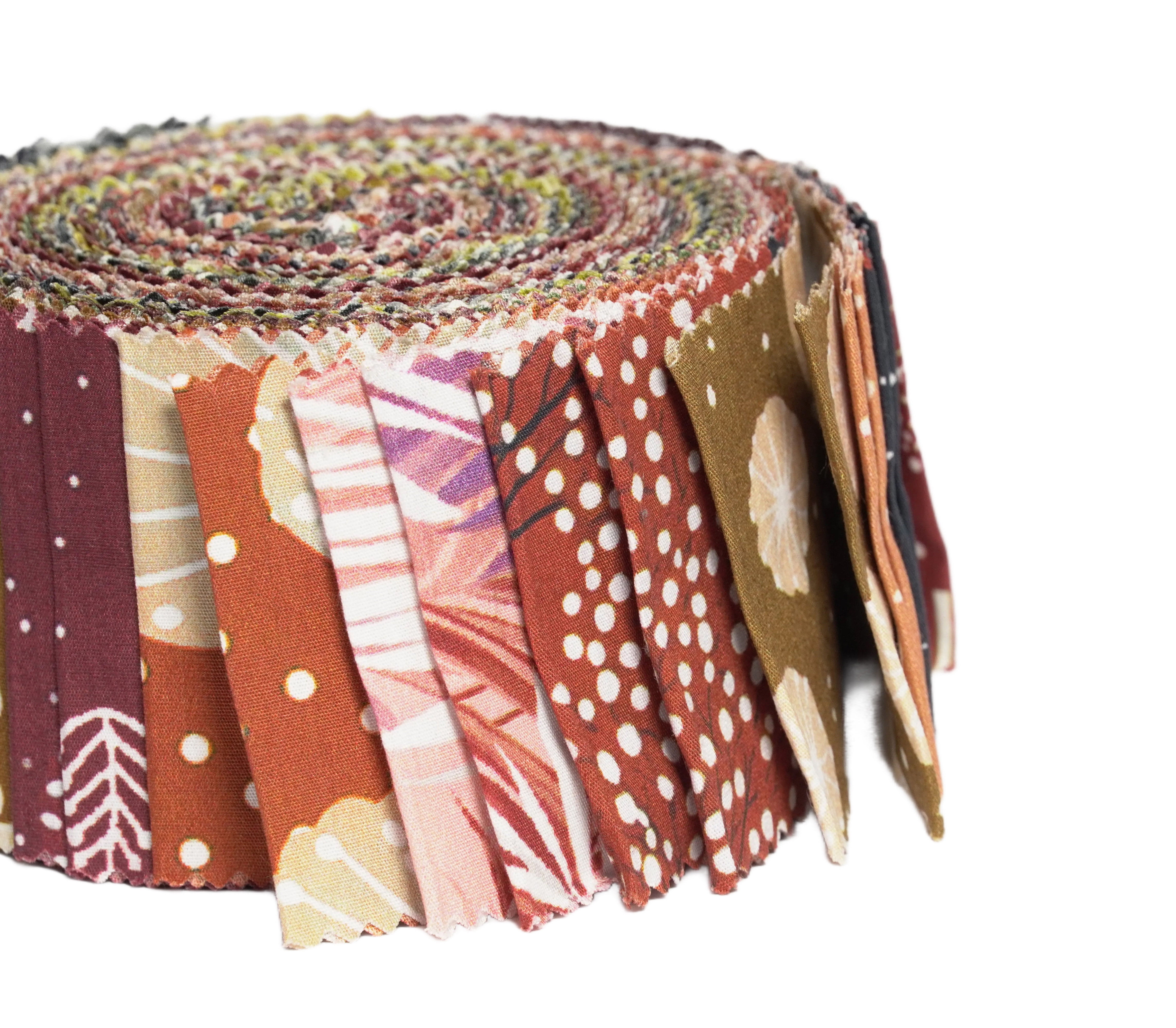 Soimoi 40Pcs Tree Print Precut Fabrics Strips Roll Up 2.5x42inches Cotton Jelly Rolls for Quilting