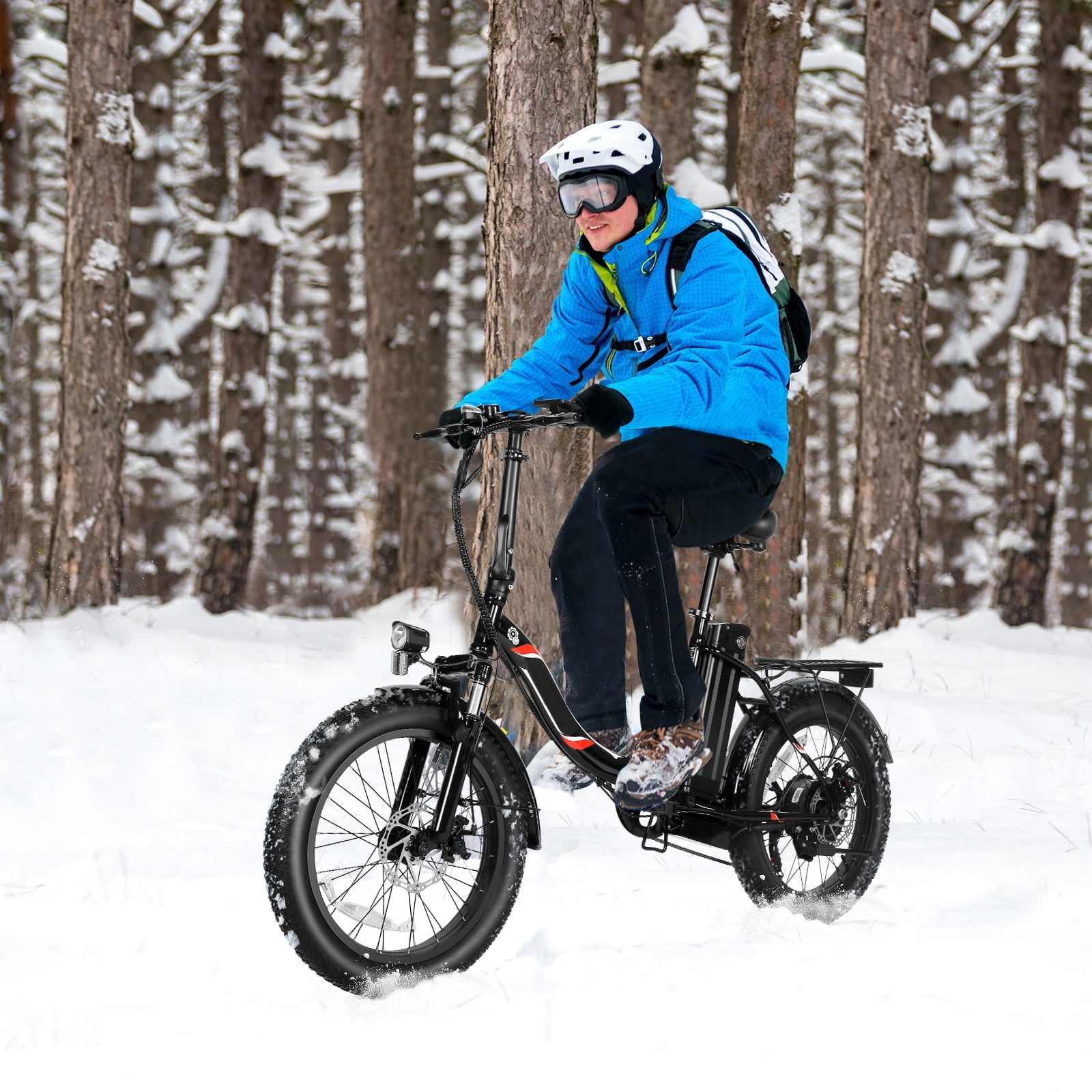 Elifine 500W Foldable Electric Bike, 20" x 3.0" Fat Tire Electric Bicycle Max. 19.8mph Commuter Ebike, 48V 10.4Ah Removable Battery UL 2849 with 5 Riding Modes Electric Bike for Men Women Senior