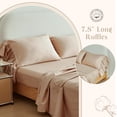 thumbnail image 4 of Simple&Opulence 100% Organic Cotton Bed Sheet Set Elegant Shabby Chic Bedding (1 Flat Sheet, 1 Fitted Sheet and 2 Ruffled Pillowcases) with Charming Feminine Long Ruffle Trim - Sand, Full, 4 of 7