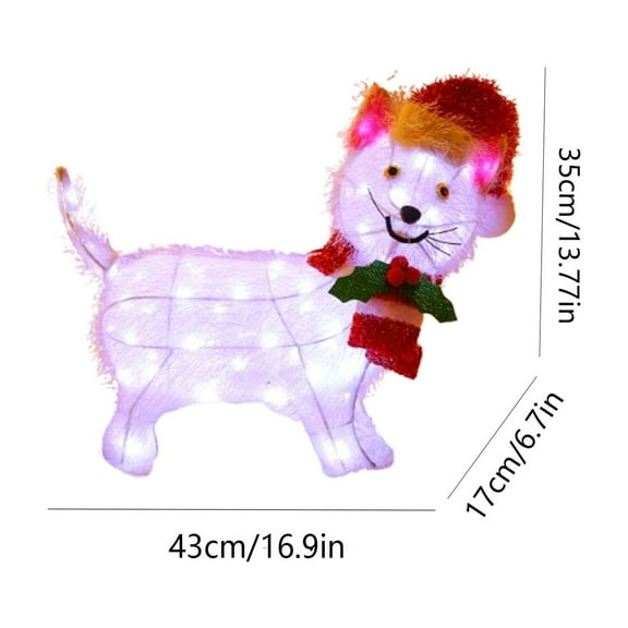 Coollooc Non-Collapsible Lights Christmas Cat Lighted with LED Warm White Lights Christmas Inside Decorations for Xmas Courtyard Garden Festive Holiday Decoration