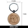 thumbnail image 2 of English Bulldog Head Round Keychain Charm Tag - Engraved Wood, 2 of 6