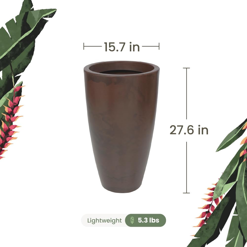 Ecobo 27.6-Inch Tall Eco-Friendly Round Pot Planter | Indoor/Outdoor Use, Durable, Versatile, and Lightweight | Contemporary All-Weather Design by Brazilian Artisans - Brown