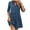 Blue(Trending), variant on Mingw Ladies Babydoll Dresses Short Sleeve Shirt Dress Button Up Casual Ruffle Hem Solid Color Loose Mini Dresses XL