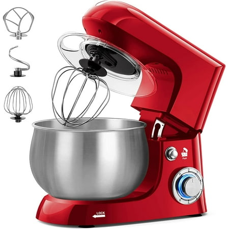 

Yuan Electric Stand Mixer 6.5-QT 6-Speed Tilt-Head Household Stand Mixers with Dough Hook Wire Whip & Beater Kitchen Food Mixers with Splash Guard for Backing Bread Cakes &cookies(Re