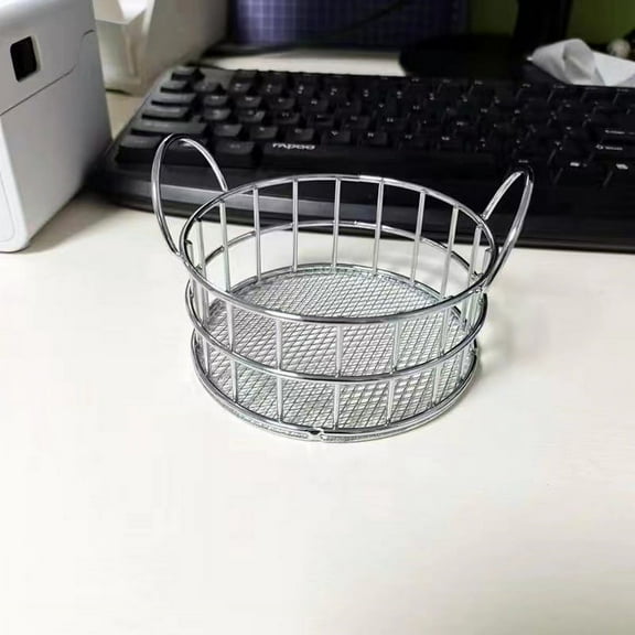 BERTDOMD Metal Storage Basket Small Desk Organizer Decorative Sundries Container Tabletop Storage Basket for Office Home