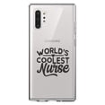 thumbnail image 1 of DistinctInk Clear Shockproof Hybrid Case for Galaxy Note 10 PLUS (6.8" Screen) - TPU Bumper Acrylic Back Tempered Glass Screen Protector - World's Coolest Nurse - Black, 1 of 1