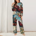 thumbnail image 2 of Balery Beautiful Red Train Hot Air Balloon Conjunto de Pijama con Estampado para Mujer, Conjunto de Dos Piezas con Manga Larga, Ropa de Dormir Suave con Bolsillos, Pijamas Cómodos-XX-Large, 2 of 7