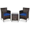 thumbnail image 2 of Gymax 3PCS Patio Rattan Chair & Table Furniture Set Outdoor w/ Navy Cushion, 2 of 10