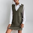 thumbnail image 2 of WILLBEST Women's Sweaters Women's V Neck Sleeveless Knitted Solid Short Sweater Dress with Pockets, 2 of 5