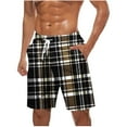 thumbnail image 2 of Men’s Cotton Linen Shorts Short Cargo Men Casual Fashion Print Shorts With Pockets Elastic Waist Beach Pants Black M, 2 of 5